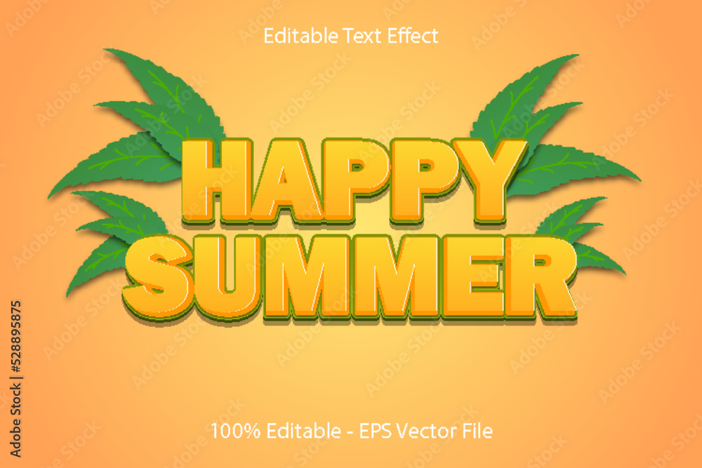 Wall mural happy summer 3d emboss cartoon style design