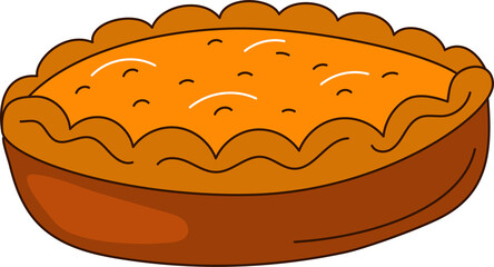 Pumpkin pie in a flat style