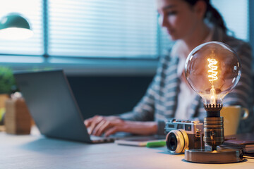 Creative woman working at office desk