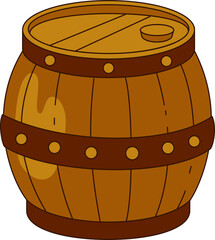Wooden barrel in a flat style