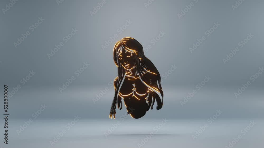 Poster Beautiful black zodiac sign Virgo with yellow light symbol icons on a blue background. 3d rendering illustration. Background pattern for design. Loop video.