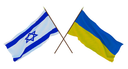 Background, 3D render for designers, illustrators. National Independence Day. Flags Israel and Ukraine