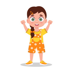 The child rejoices in victory. Vector illustration