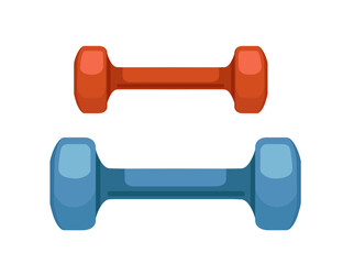 Blue and red dumbbells lightweight sport equipments for fitness exercise vector illustration isolated on white background