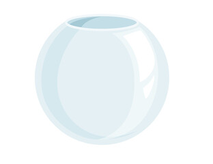 Empty fishbowl aquarium transparent glass vector illustration isolated on white background
