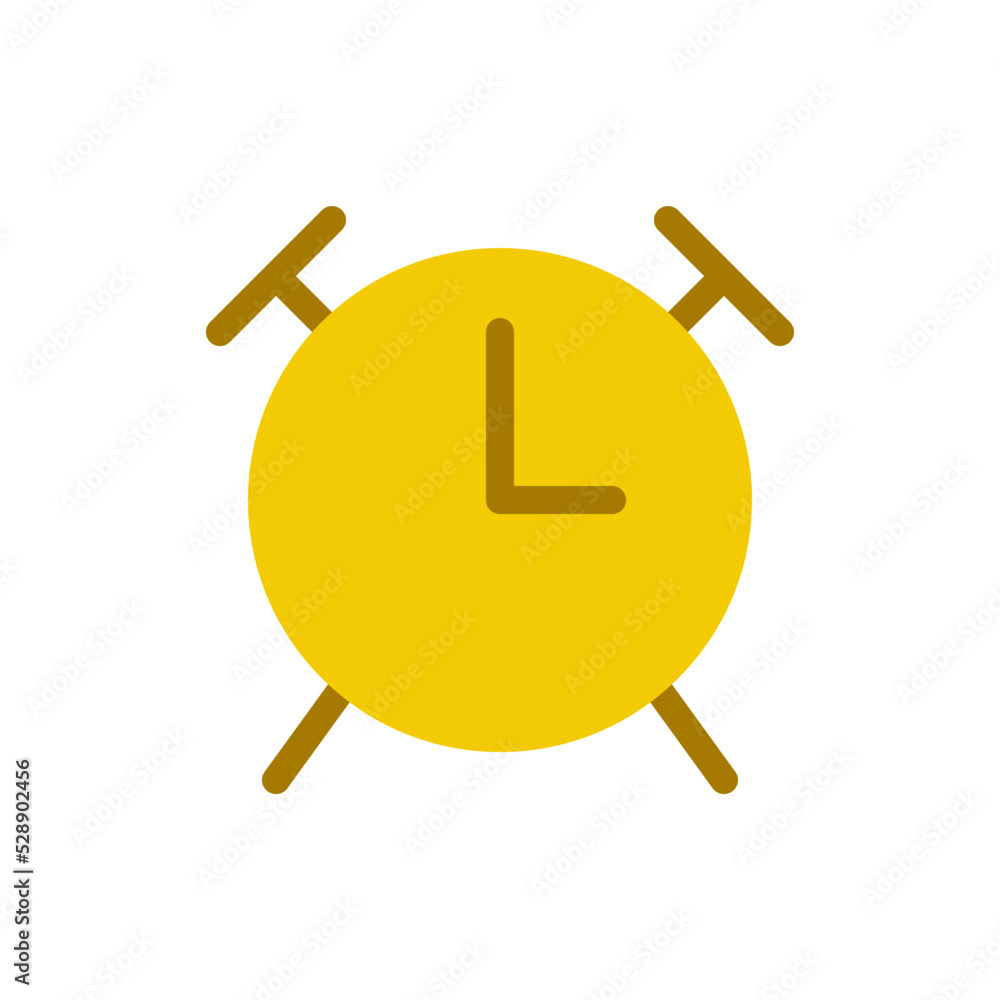 Poster Alarm clock flat color ui icon. Wake up in morning routine. Boosting alertness. Warning device. Simple filled element for mobile app. Colorful solid pictogram. Vector isolated RGB illustration