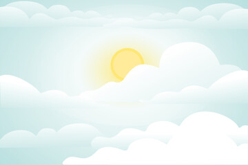 Fototapeta na wymiar Sky with sun and cloud background daytime wide horizontal vector illustration