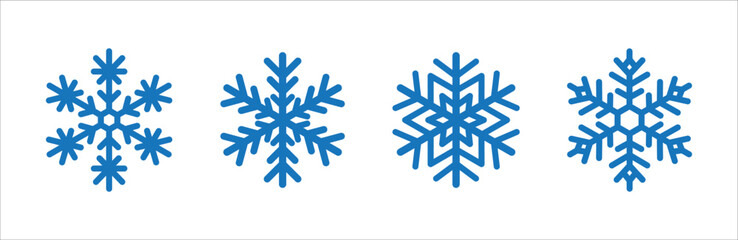 Snowflake icon vector set. Distinctive beautiful snowflakes icons. Christmas winter season theme illustration. Soft blue color.