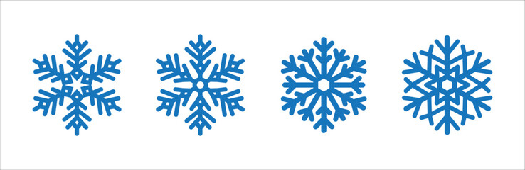 Snowflake icon vector set. Distinctive beautiful snowflakes icons. Christmas winter season theme illustration. Soft blue color.