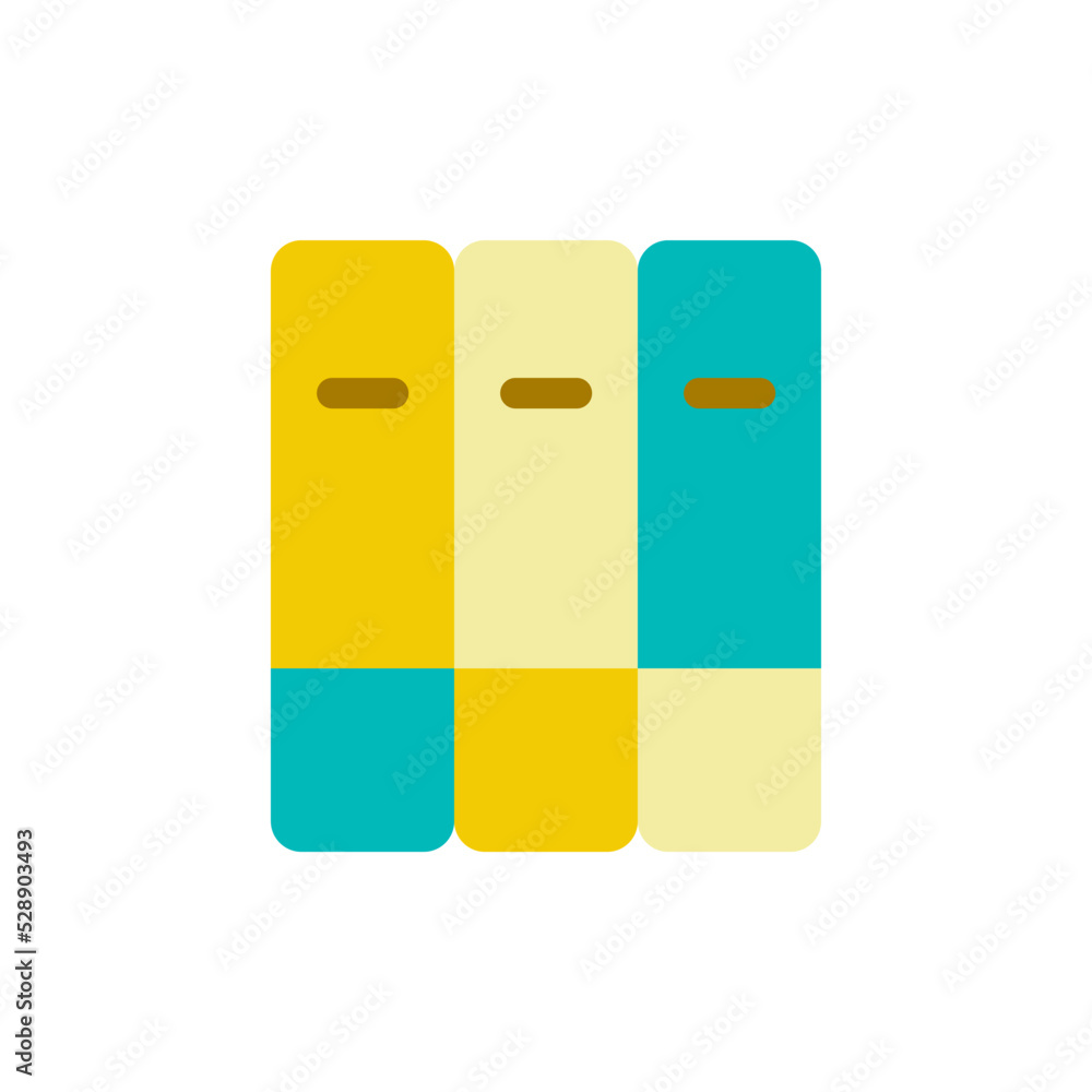 Poster Organize bookshelf flat color ui icon. Book collection. Library shelf. Grouping books together. Simple filled element for mobile app. Colorful solid pictogram. Vector isolated RGB illustration