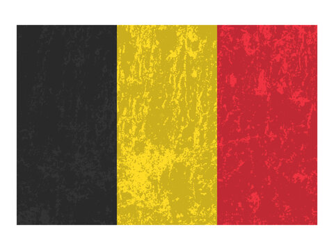 Belgium grunge flag, official colors and proportion. Vector illustration.