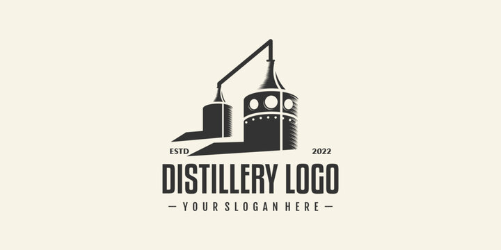 Vintage distillery logo design vector with creative idea