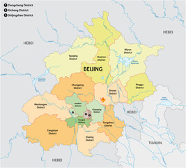 Map administrative divisions of the Chinese capital Beijing