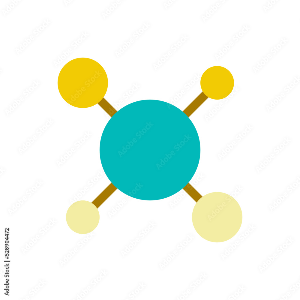 Poster structure of molecules flat color ui icon. molecular compounds. chemistry course. physics class. sim
