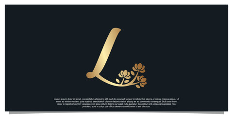 Logo design letter L with flower unique concept Premium Vector