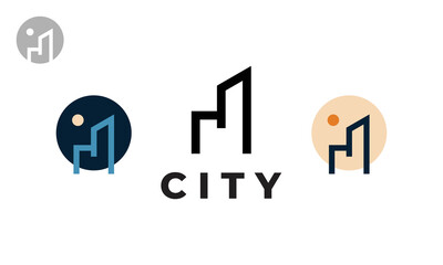 City Logo Design With Minimalist Lines ,Vector Template
