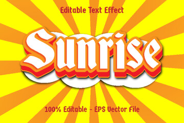 Editable Text Effect Sunrise 3 D Emboss Cartoon style Design