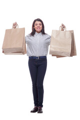 Attractive business woman holding shopping bags