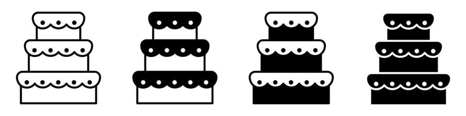 Cake icon vector set. dessert illustration sign collection. sweet symbol or logo.