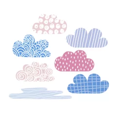 Fototapete Set of cartoon cute clouds. Childish graphic. Vector hand drawn illustration. © bilaaa