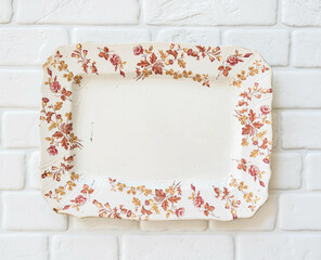 Antique porcelain tray with autumn style decoration