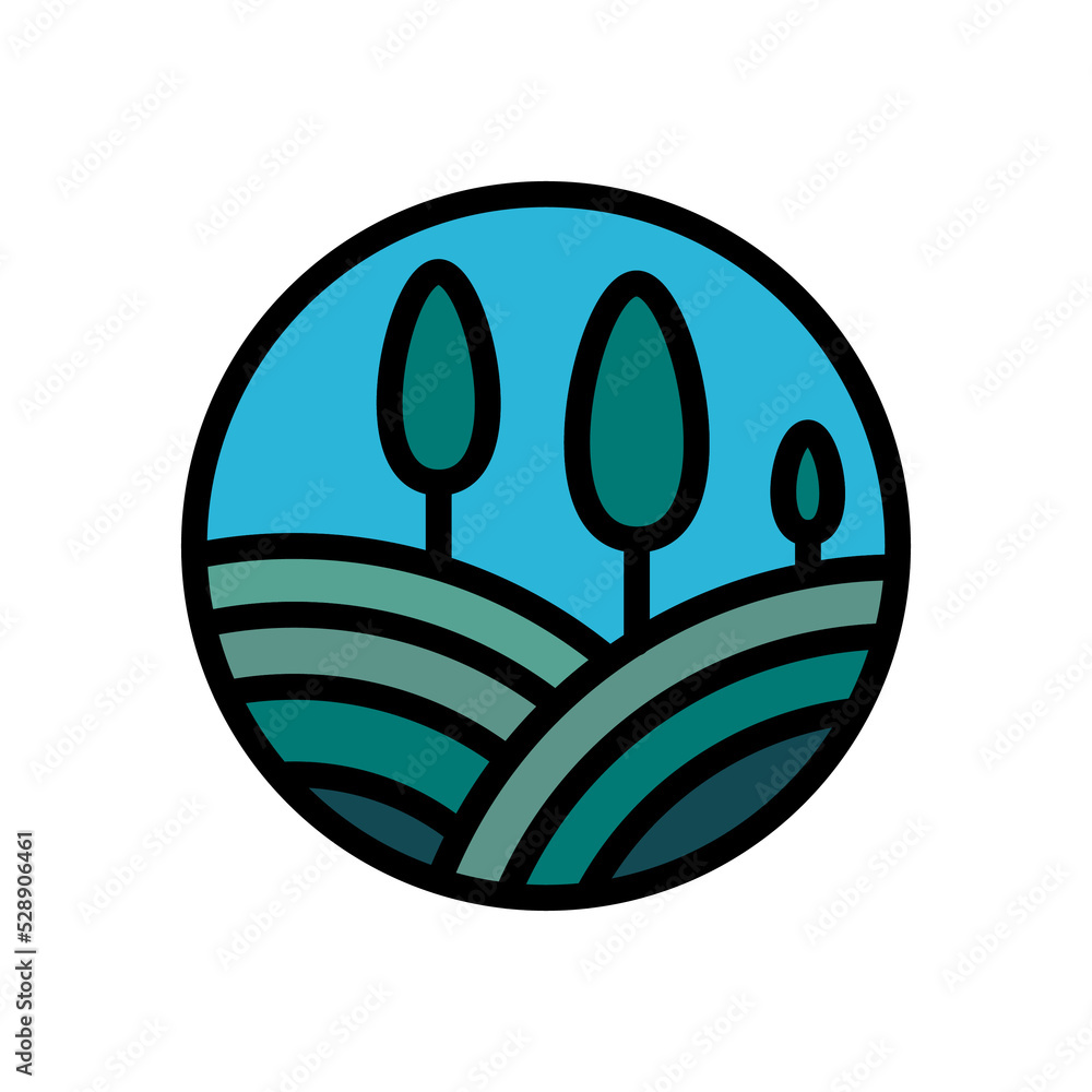 Poster tree for nature monoline badge illustrations. emblems design in a classic and minimalist style. a na