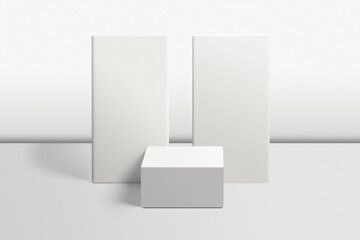 White podiums on white background. Perfect platform for showing your products