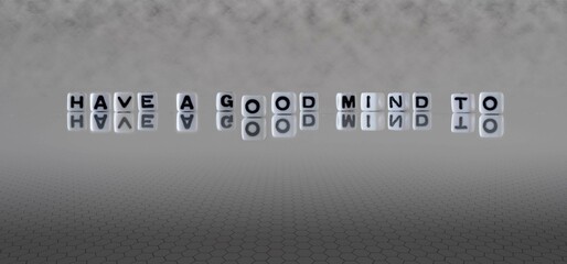 have a good mind to word or concept represented by black and white letter cubes on a grey horizon...