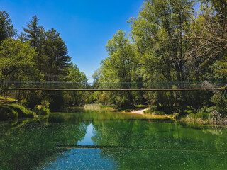 View of the suspension bridge over the Tajo River.
