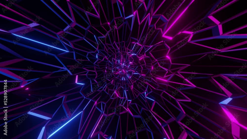 Poster animated rotary frame background motion graphic triangular neon colored wire background