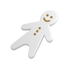 Realistic white tenderness gingerbread man diagonal placed slim Christmas figure 3d template vector