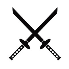 crossed samurai sword icon vector