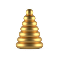 Christmas tree golden circled pyramid metallic rings triangle stack tower shape holiday decor vector