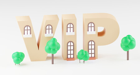 3d render vip real estate concept on white background