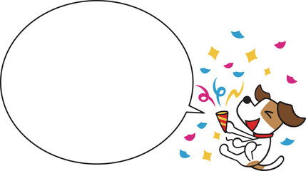 ジャックラッセルテリア犬　クラッカーを鳴らす　ふきだし