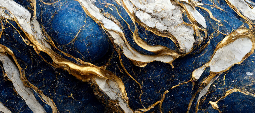 Marble texture, abstract wallpaper background. luxury marble texture ,gold and blue © slonme