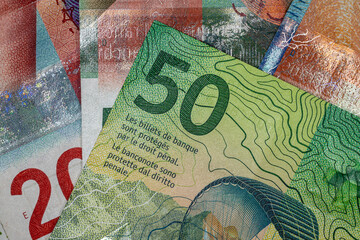 swiss francs banknotes background
