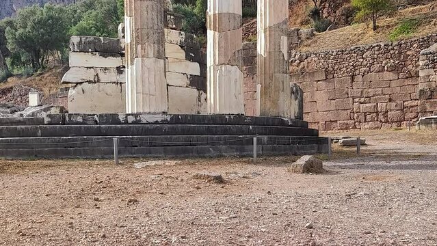 The Athena temple complex at Delphi in Greece. 
