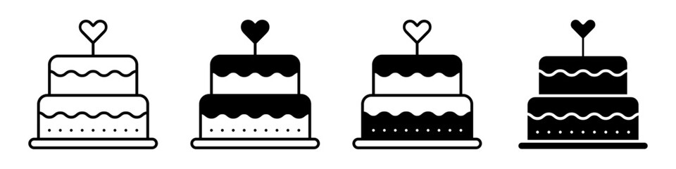Cake icon vector set. dessert illustration sign collection. sweet symbol or logo.
