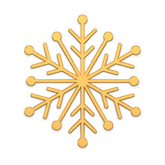 Luxury jewelry golden matte winter snowflake realistic Christmas decor 3d template vector