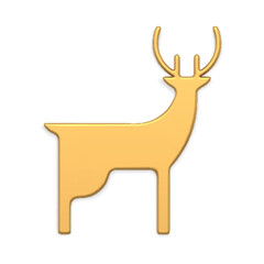 Realistic luxury golden north deer slim matte surface Christmas tree toy interior decoration vector