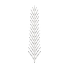 Vertical white artificial glass coniferous pine branch with small needles Christmas tree toy vector