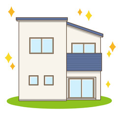 家　新築　住宅　ピカピカ　イラスト
