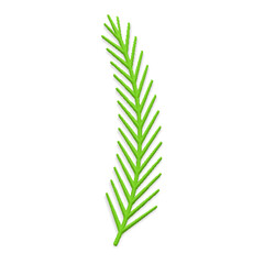 Fashion green vertical curved coniferous branch with needle decorative design spa cosmetic vector