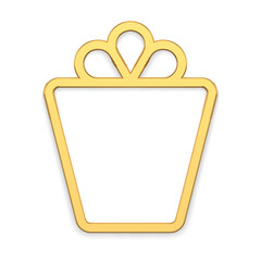 Luxury golden jewelry contoured festive gift box shape with tied bow realistic vector illustration