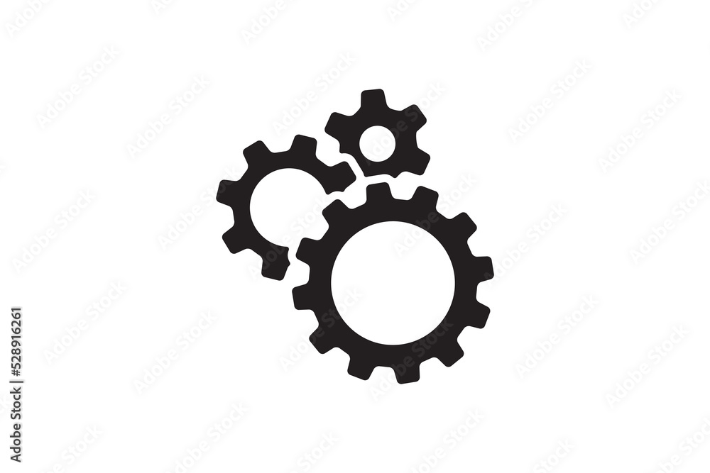 Poster setting icon vector with work cog gear element. cogweel mechanism symbol.
