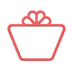 Realistic red matte festive gift box contoured frame with tied bow decorative design vector