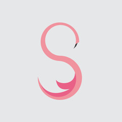 vector logo design of flamingo that forms the letter S can be used for company logos or for other products.