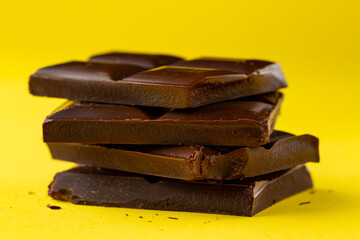 Chocolate Bars on a yellow background 