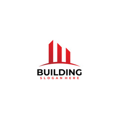 Alphabet letter icon logo W and building